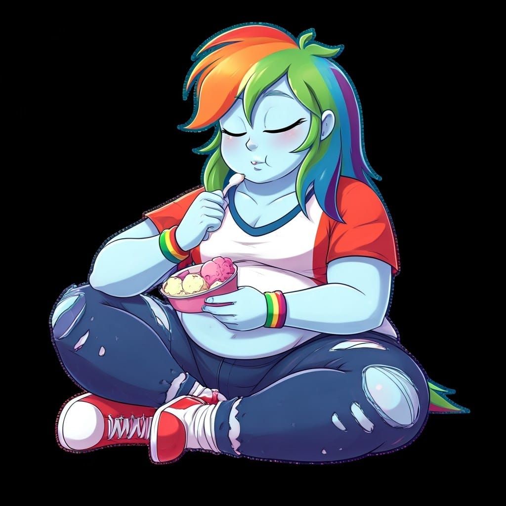 Rainbow Dash Chugs Ice Cream, Anime Style