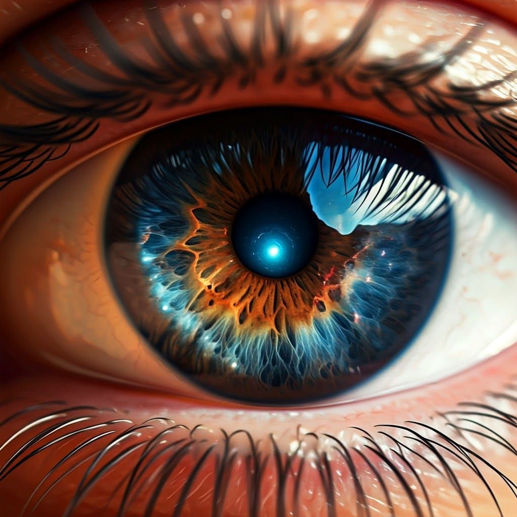 Human Eye Reflecting the Universe in Unreal Engine