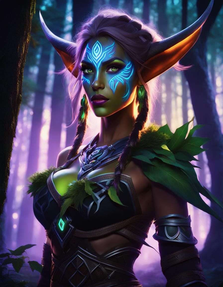 Night Elf Druid in Dark Forest, Chris Cold Style