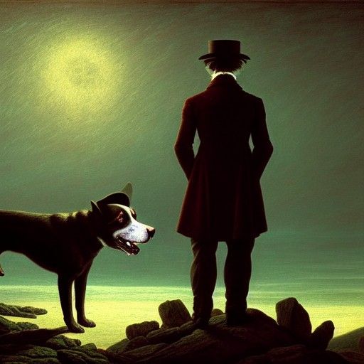 Happy Dog and Sad Clown in Photorealistic Style