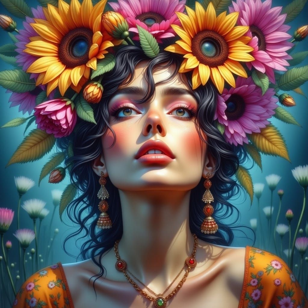 Vibrant Blooms in an Impressionistic Garden