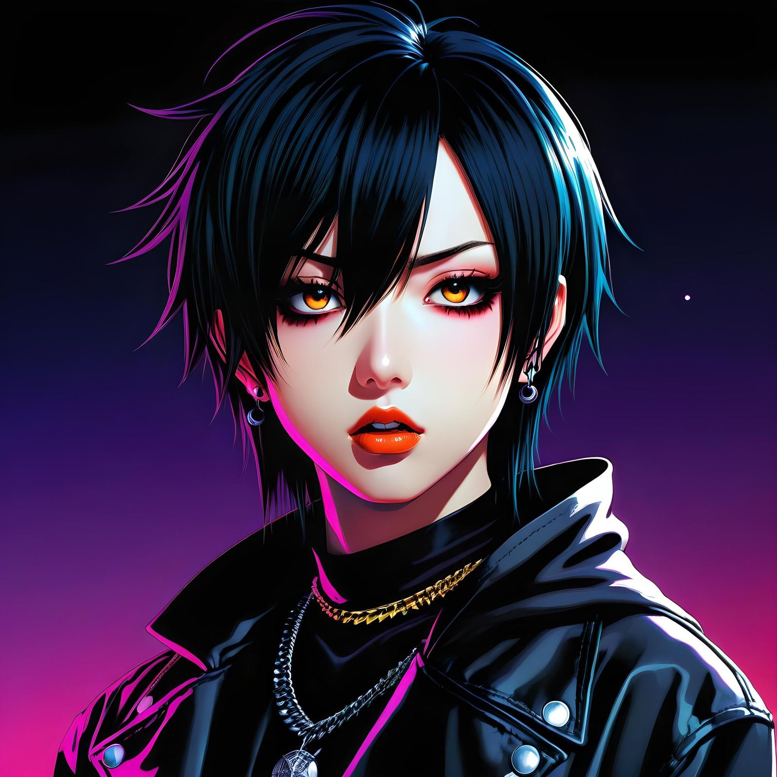 Emo Goth Vampire in Anime Style