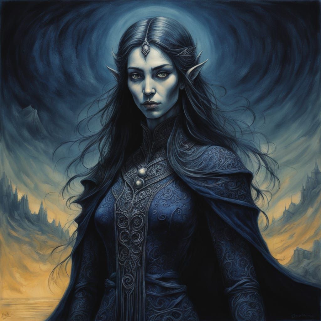 Sorceress Weaves Arcane Magic in Dark, Mystical Velvet Robes