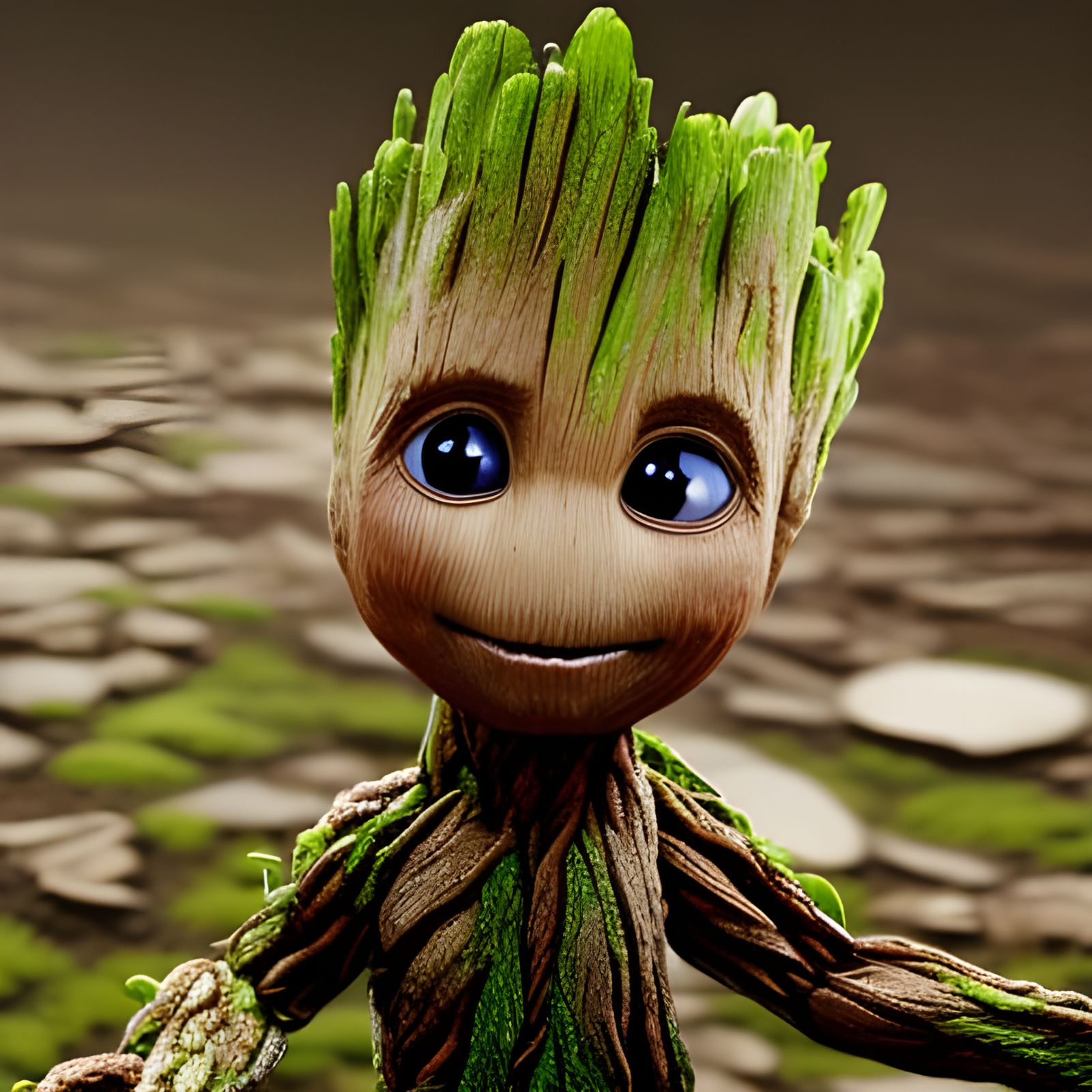 Chibi Groot with Sparks: Detailed Digital Art