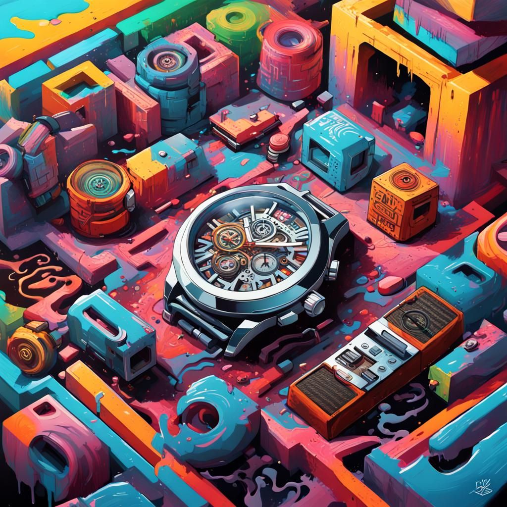Graffiti Art: Watch, Maze, and Urban Objects