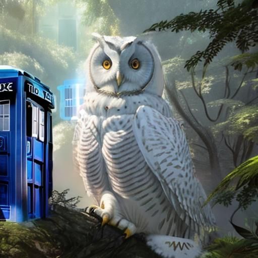 TARDIS Lands in Lush Forest: Digital Art