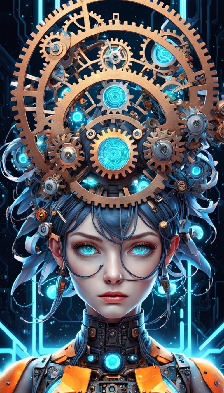 Clockwork Woman: Surreal 3D Anime Art