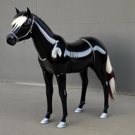 anthropormorphic pony boy in latex catsuit