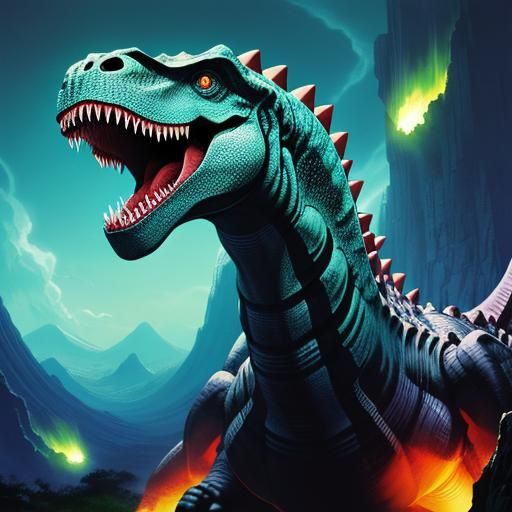 Anime Dinosaur Girl in Cel-Shaded Manga Style