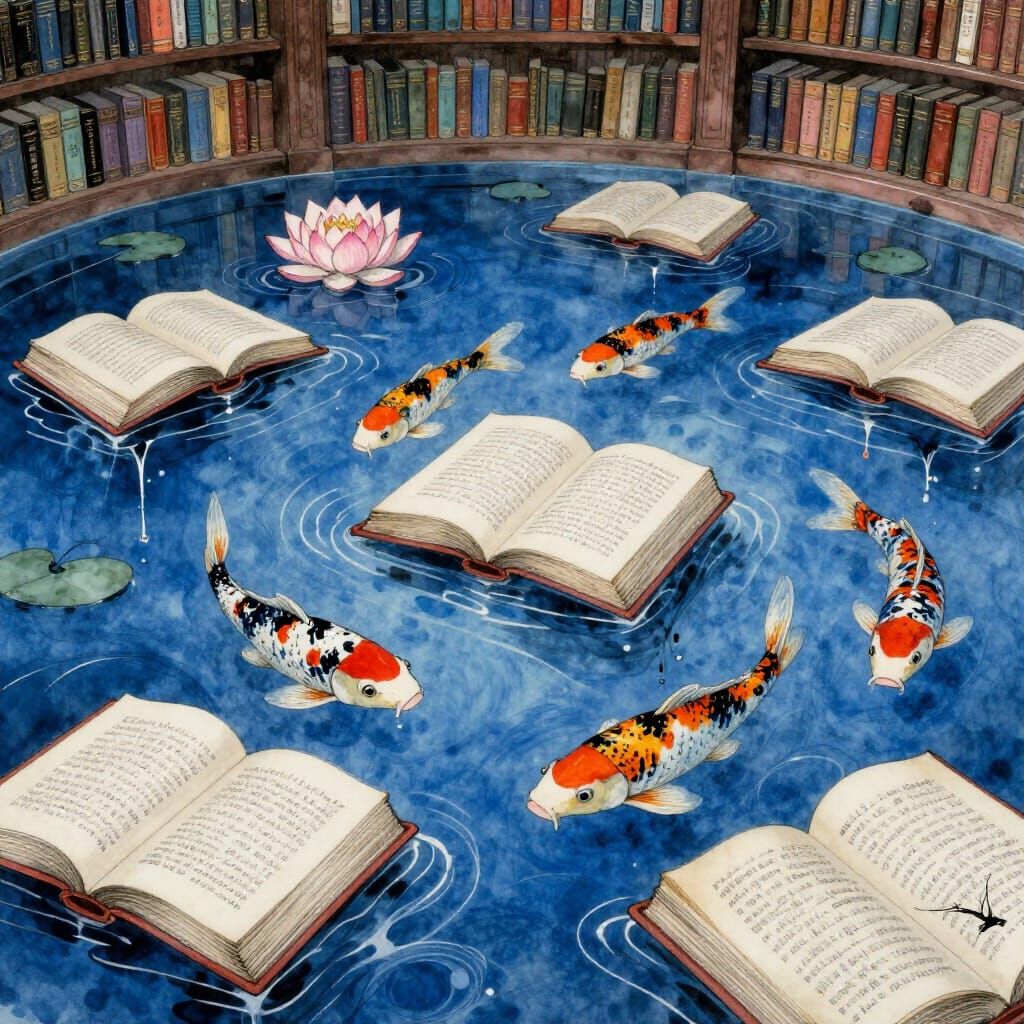 The Liquid Library: Surreal Watercolor and Ink Wash