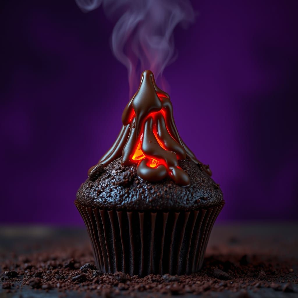 Magical Volcano Cupcake Erupts Chocolate Lava