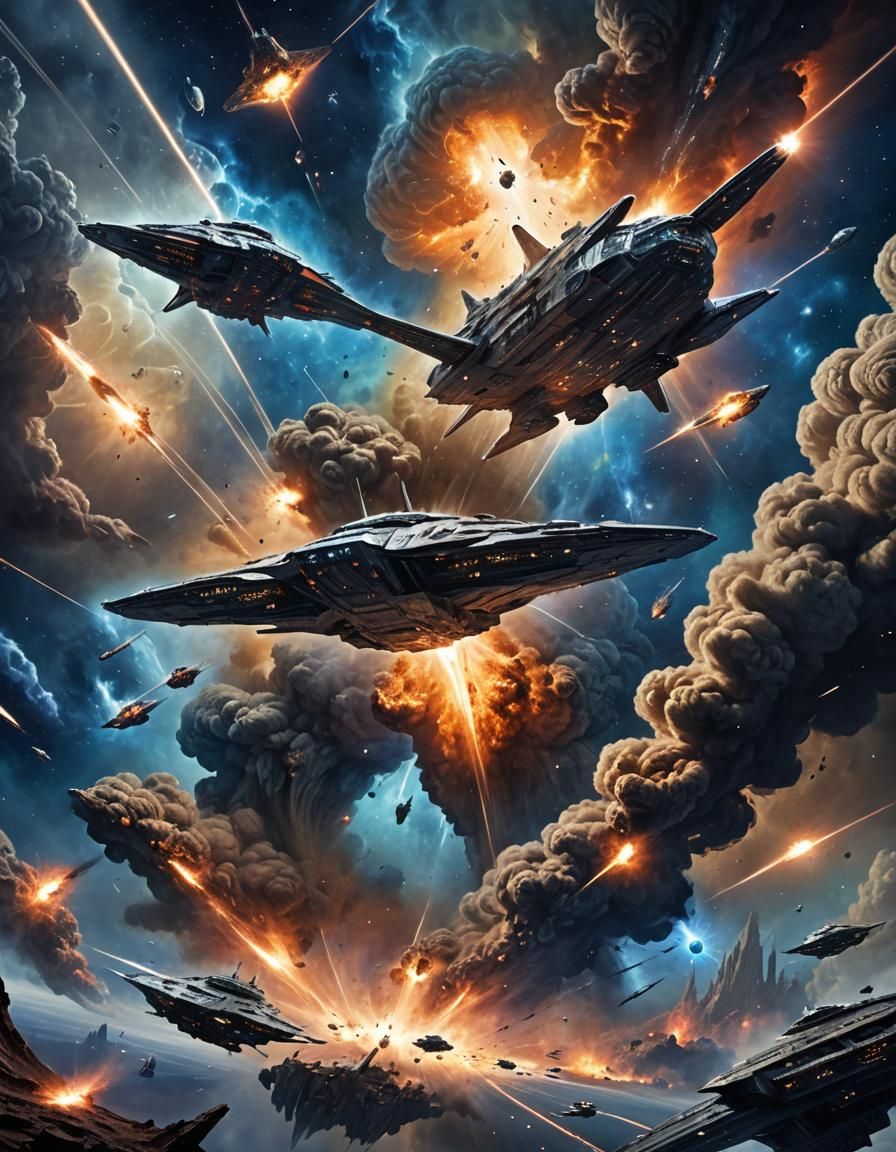 Epic Sci-Fi Spaceship Battle in Nebula