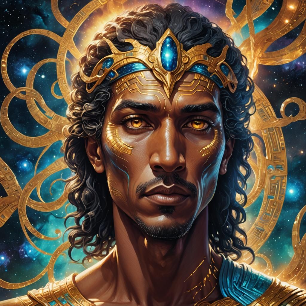 Apophis Portrait in Cosmic Mixed Media Style