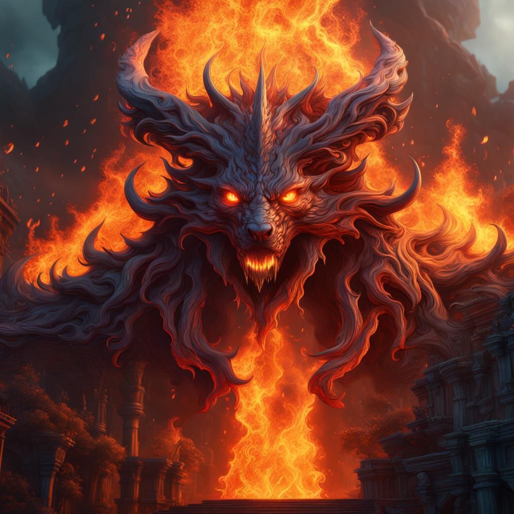 Detailed Flames Concept Art in Deep Color