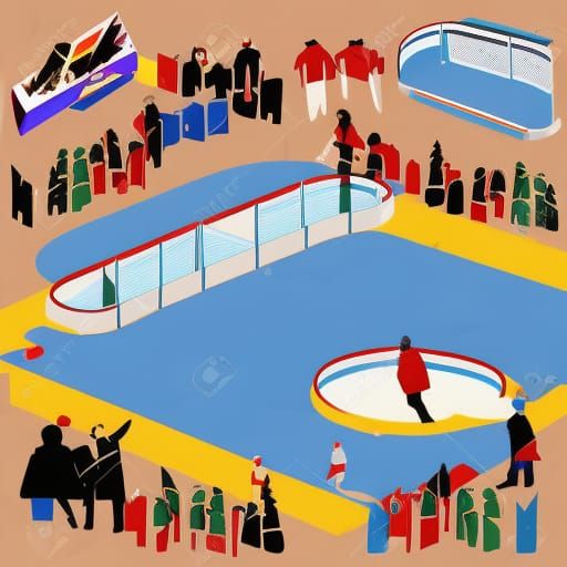 Retro Computer Graphics Cardboard Ice Rink