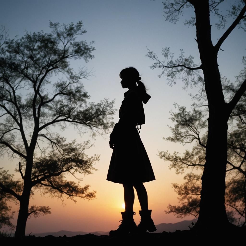 Dramatic Silhouette in Cinematic Film Style