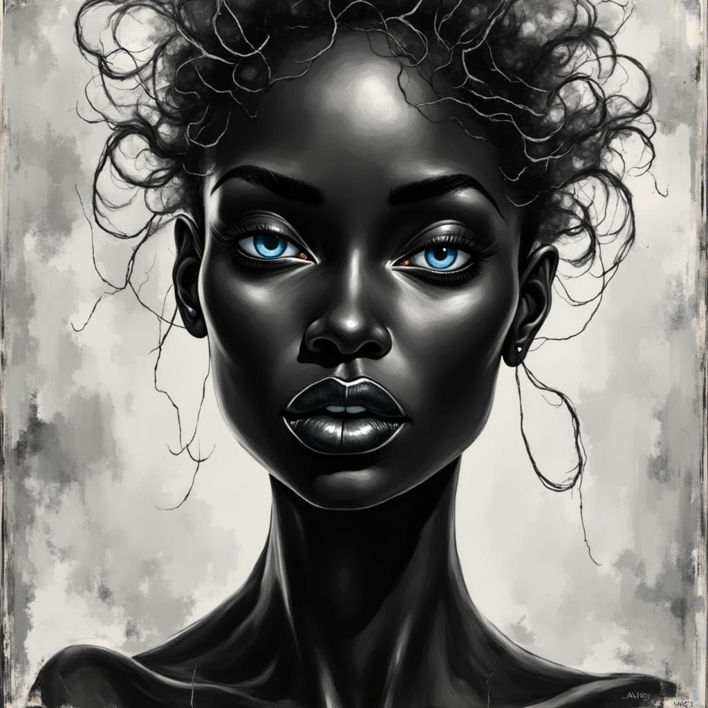 Sensual Black Woman Portrait in Selective Color