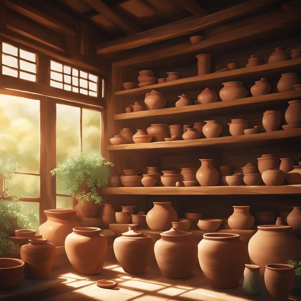 Charming Pottery Shop in Anime Style