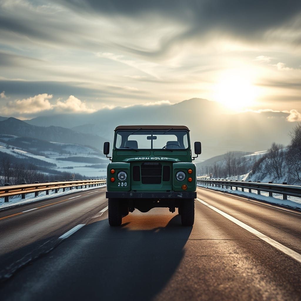 Snowy Alpine Highway in Photorealistic Style