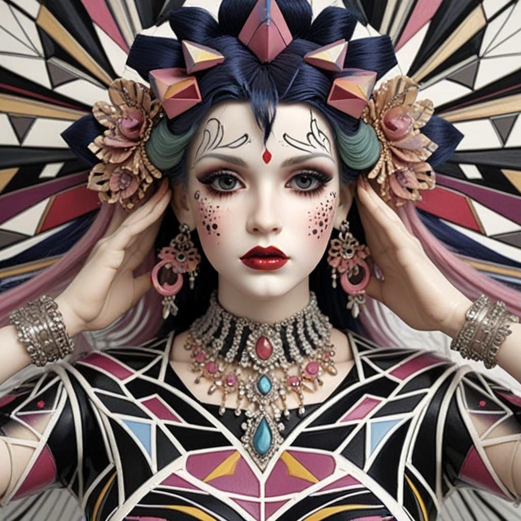 Gothic Emo Porcelain Doll in Elegant Victorian Style