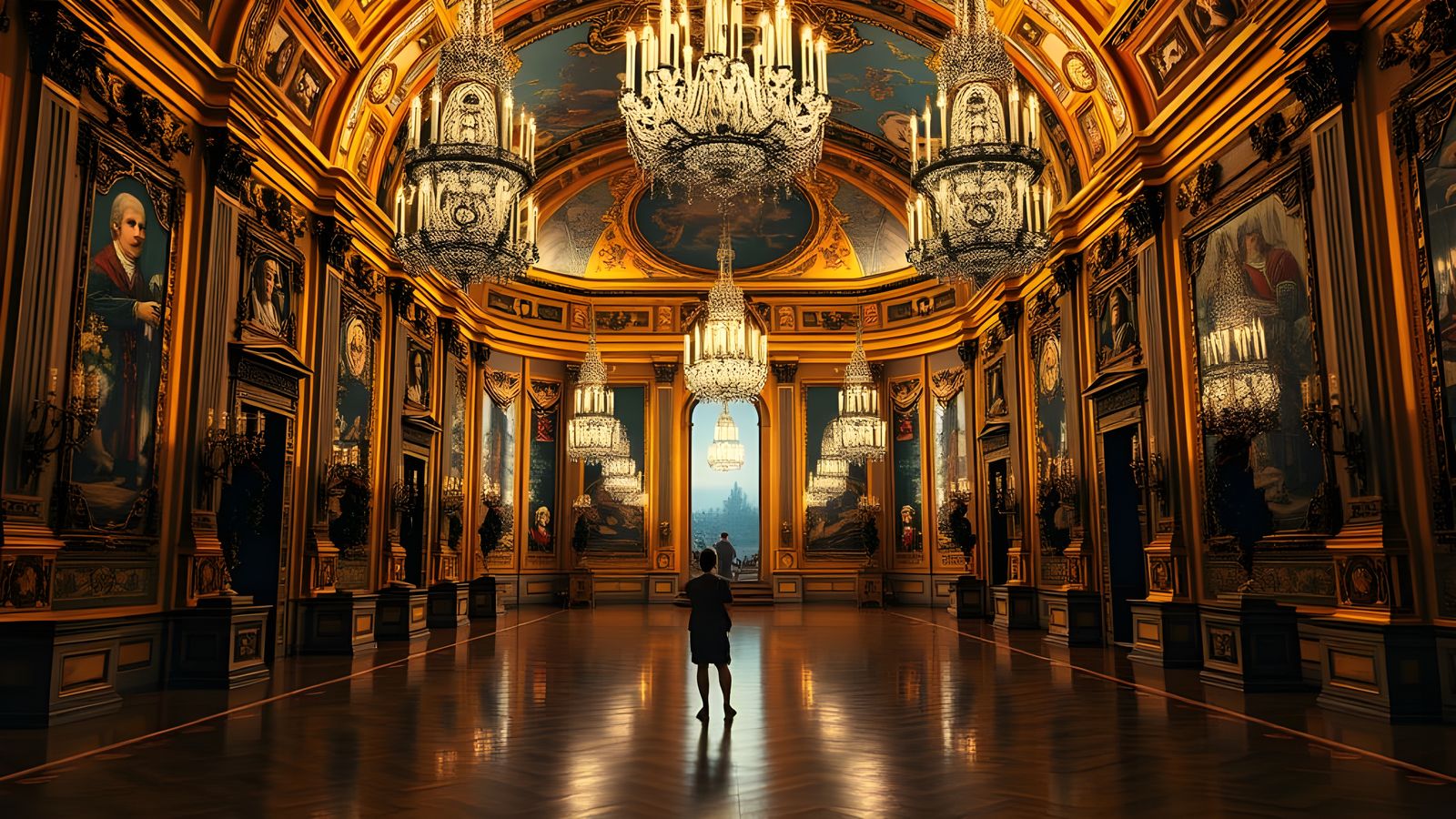 Grand Hall of Versailles in Opulent 17th-Century Splendor