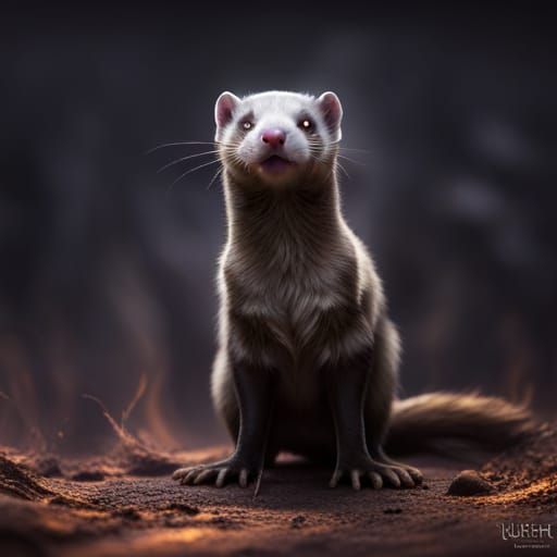 Detailed Matte Painting of an Upright Ferret