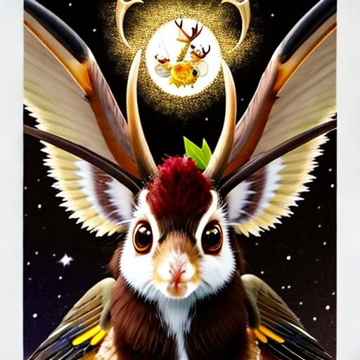 Wolpertinger Under Starry Night in Horrorcore Style