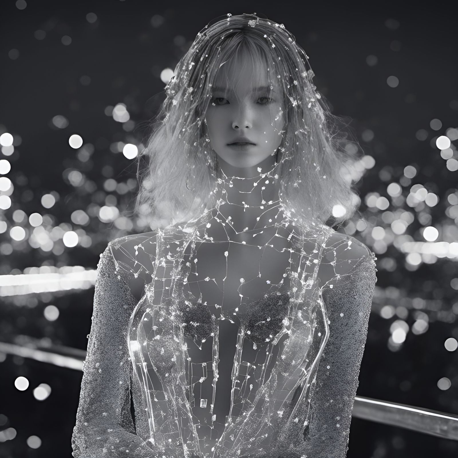 Girl in Dragon Armor in Futuristic Maze