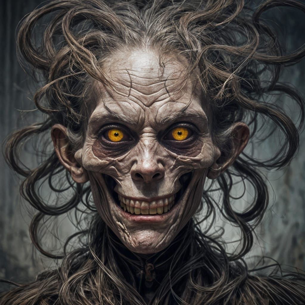 Uncanny Portrait with Sinister Smile