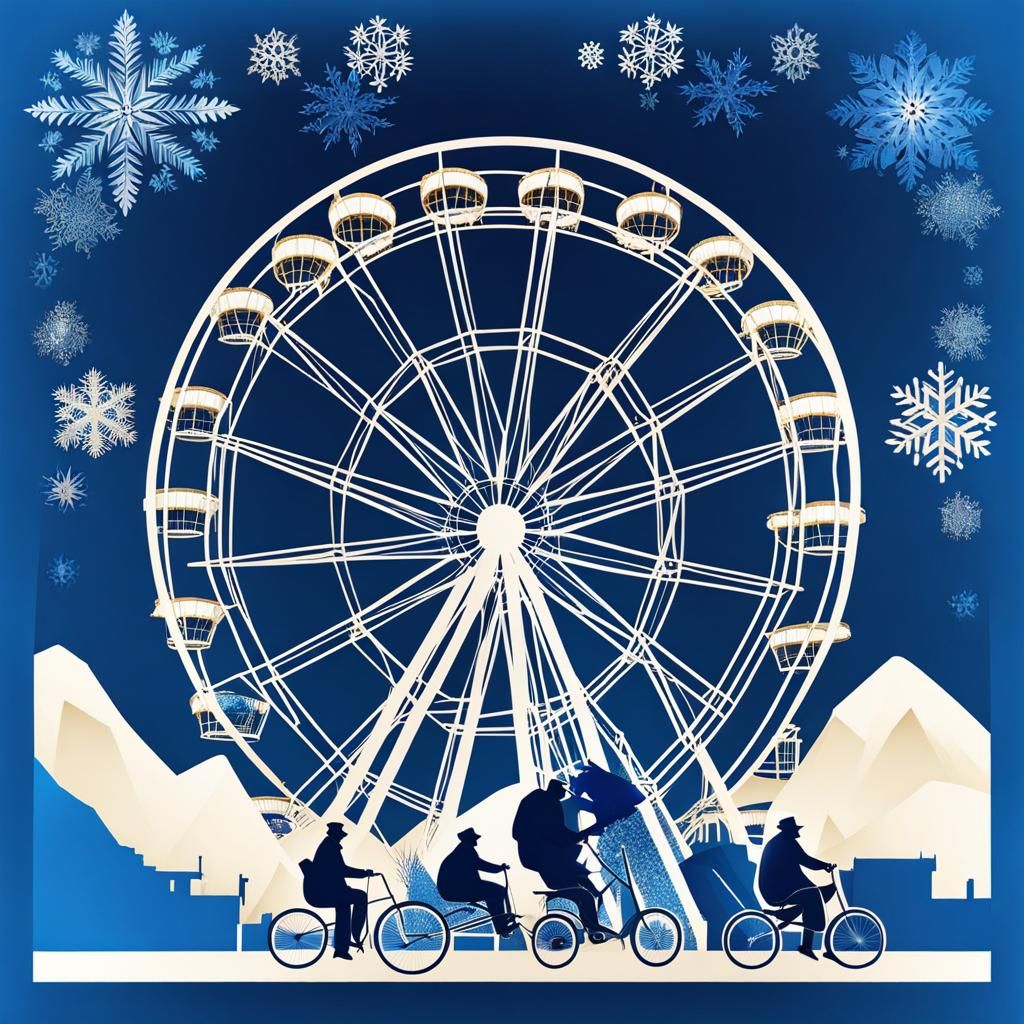 Winter Fun: Elderly Couple on a Glittering Ferris Wheel