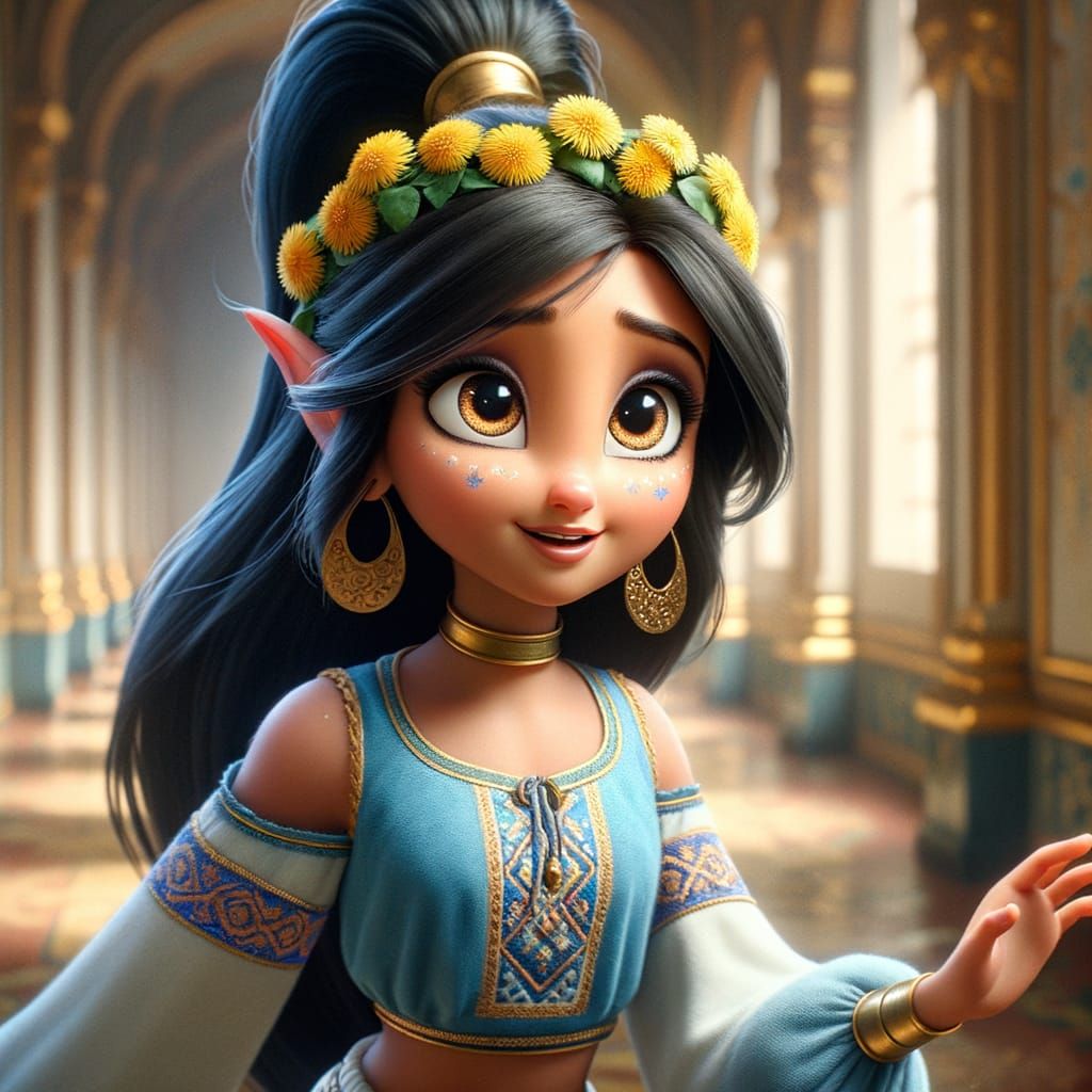 Young Genie Lady in Classic Animation Style