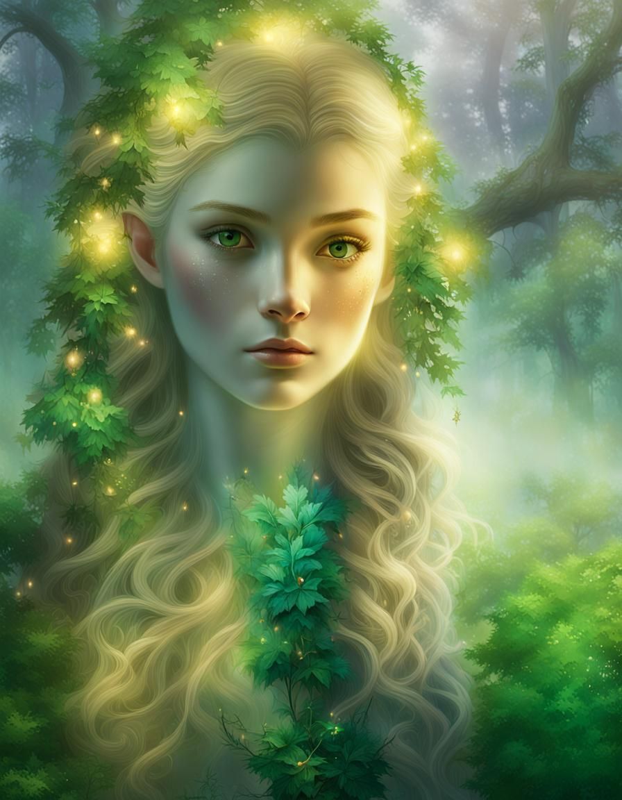 Elf in Forest: Ethereal Fantasy Oil Painting