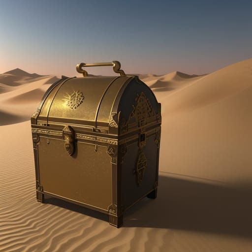 Desert Oasis Treasure Chest: Cinematic Fantasy Art