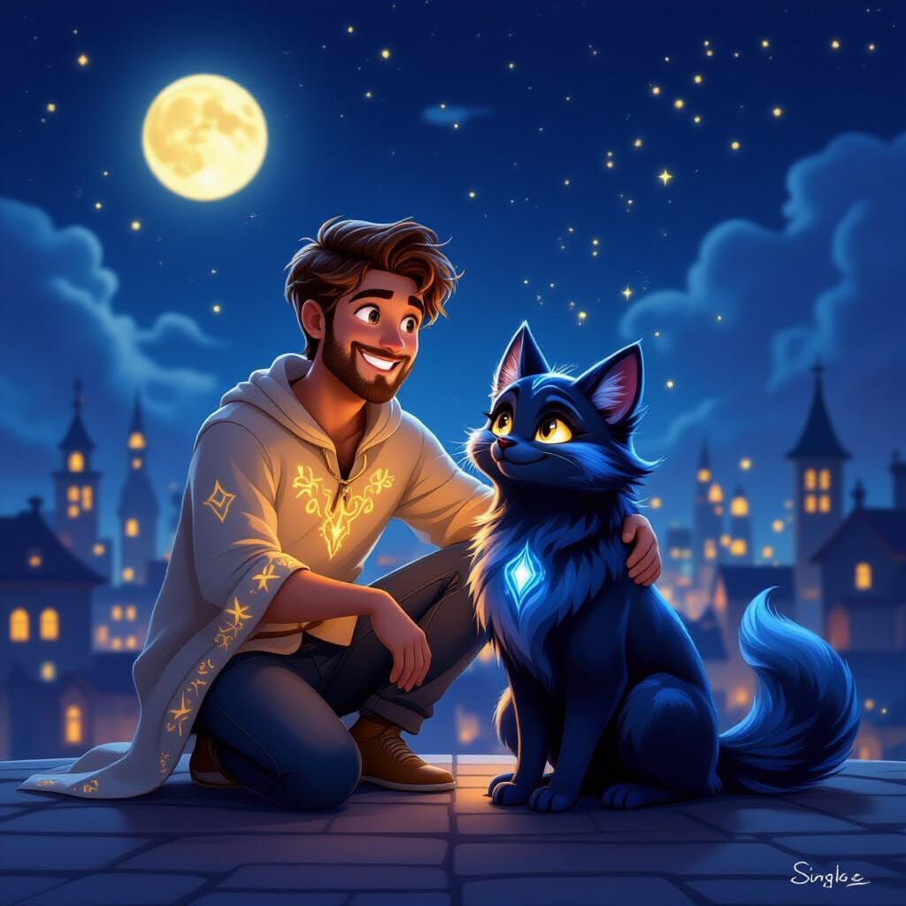 Fantasy Rooftop Companions: Light and Shadow Bond