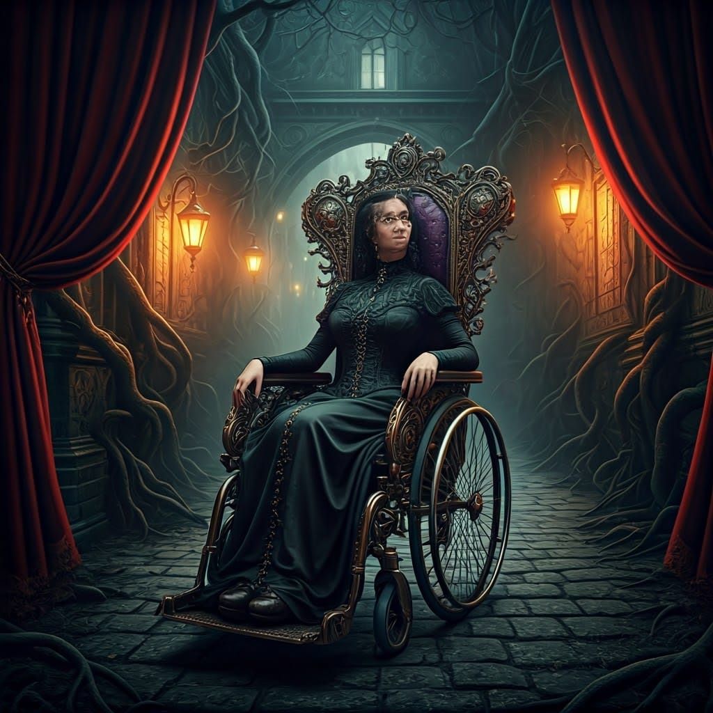 Gothic Woman in Fantasy Wheelchair