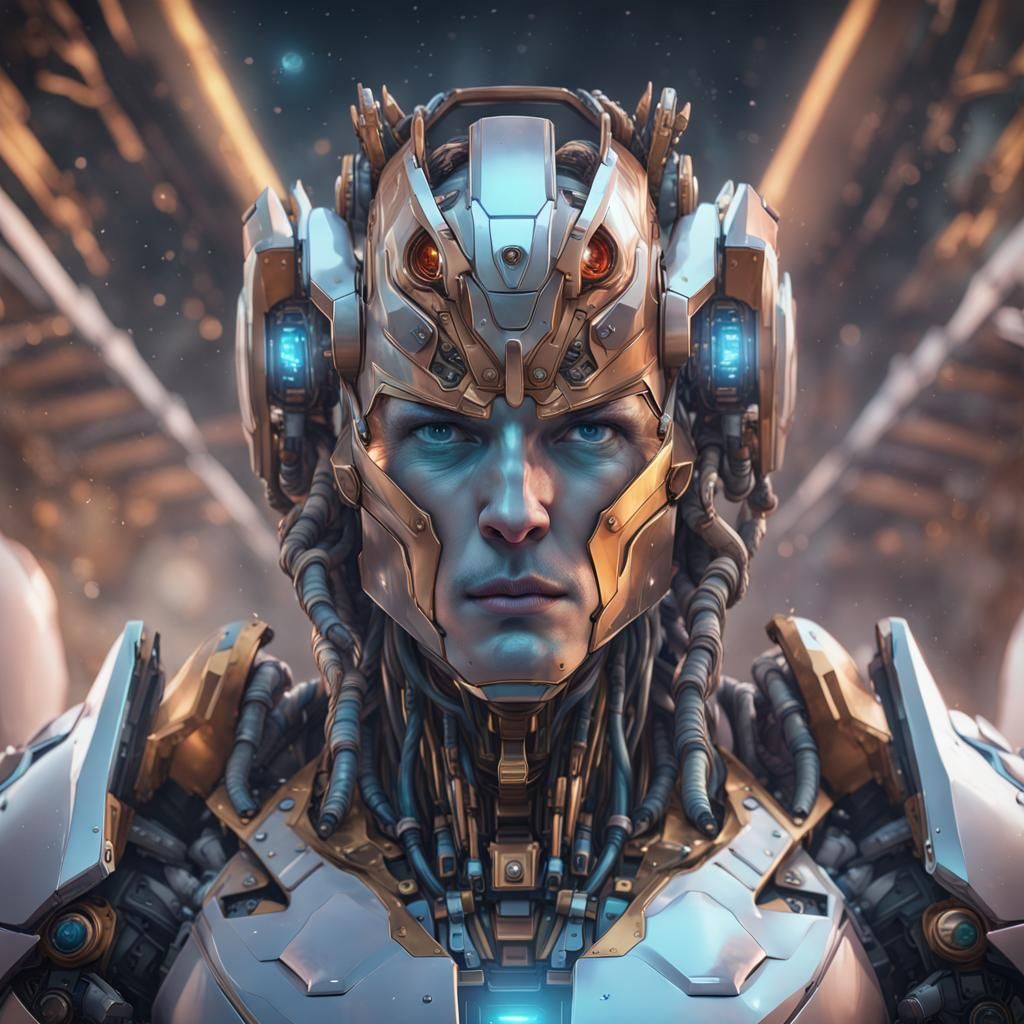 Robot King of Space Portrait in Detailed Splash Art