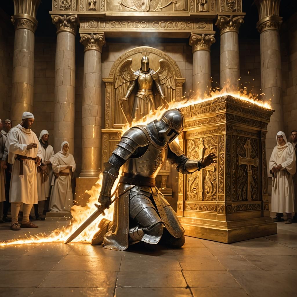 Knight Templar Ablaze Before the Ark