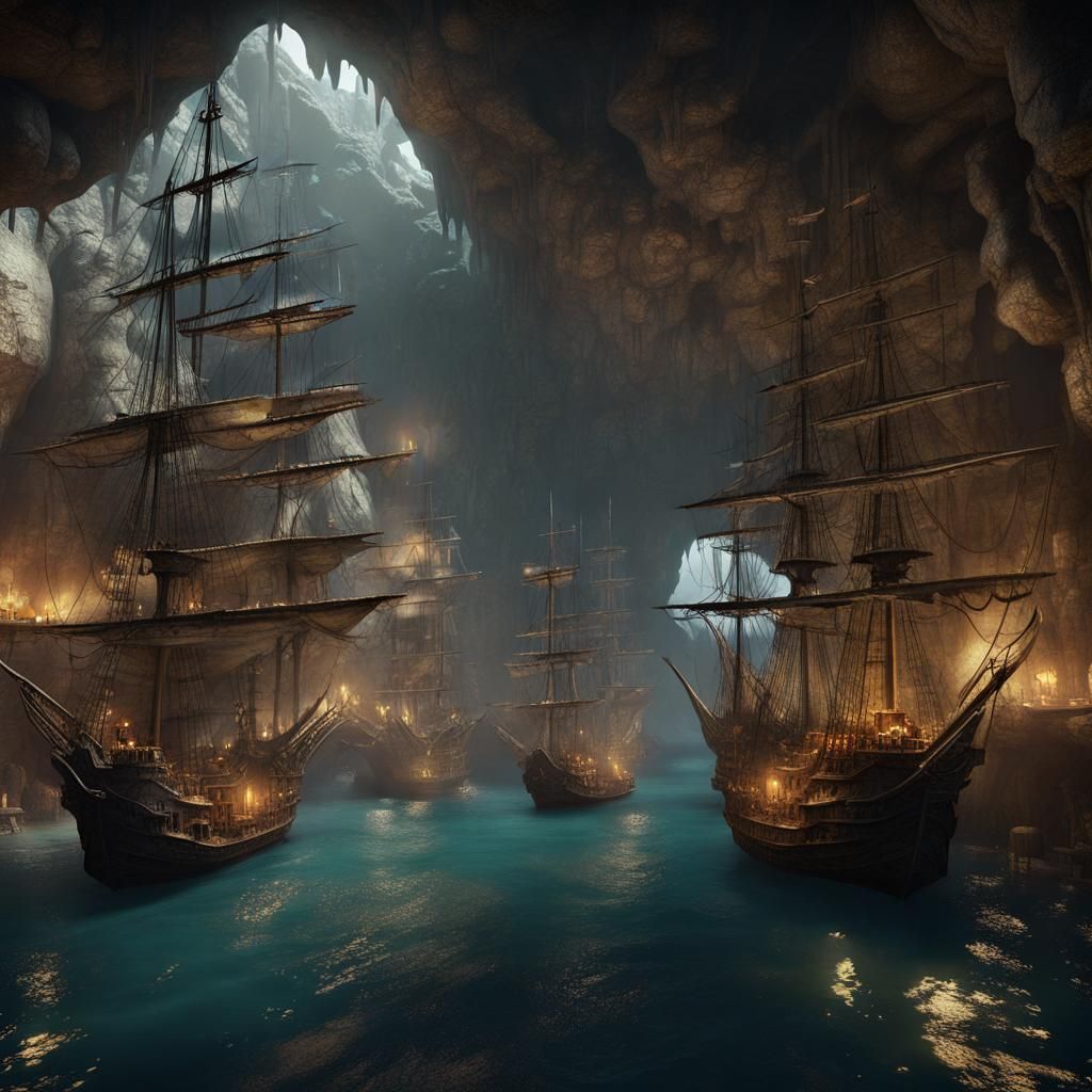 Enormous Pirate City in Underground Harbor