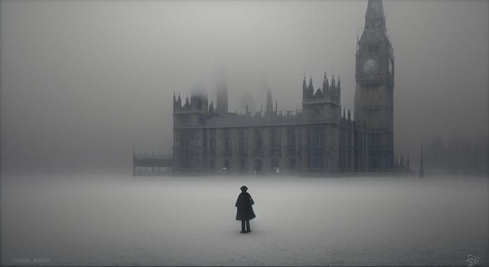 Serene Winter Scene in Monochrome London Landscape