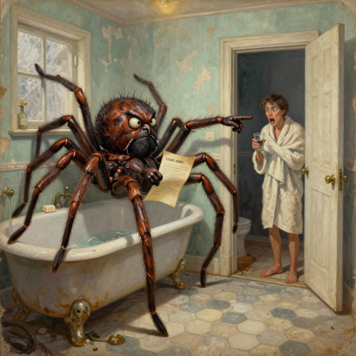 Whimsical Spider Evicts Bather From Bathtub