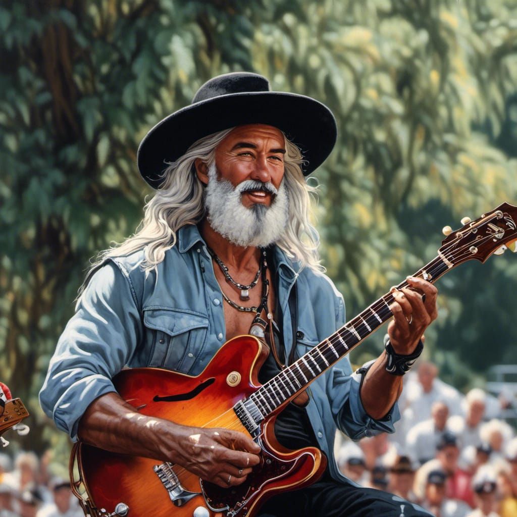 Jerry Garcia Plays Guitar in Splash Art Style