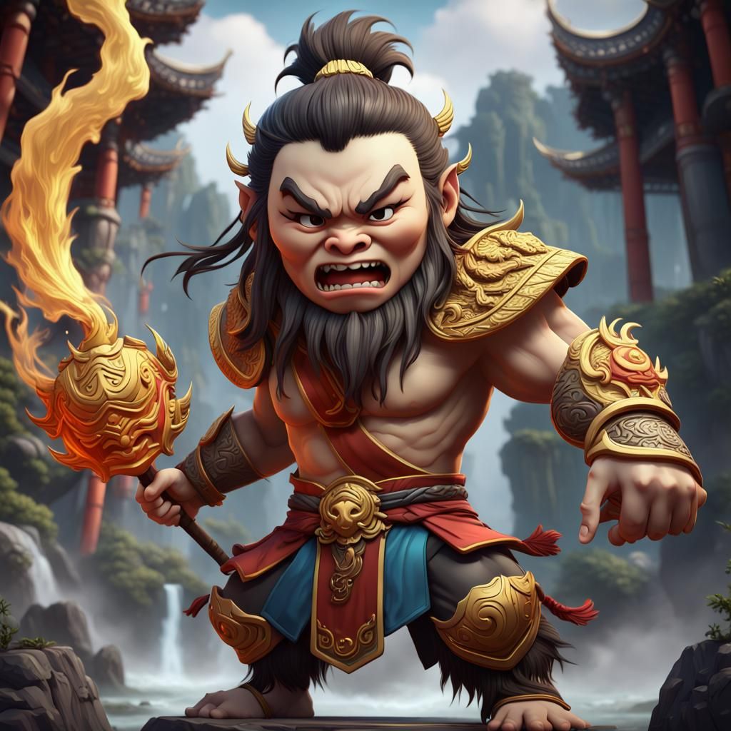 Detailed Chibi Sun Wukong Concept Art