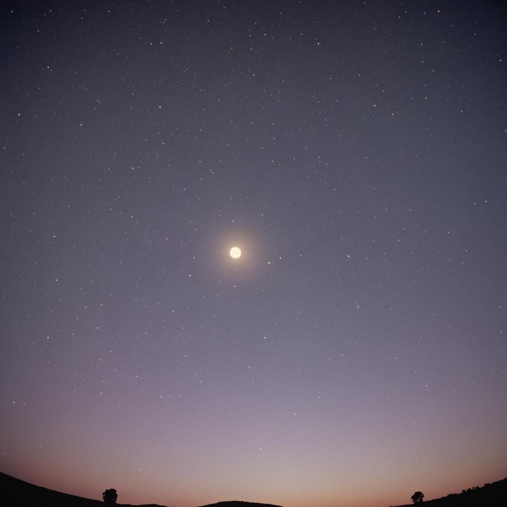 Moon Surrounded by Stars in Cinematic Style