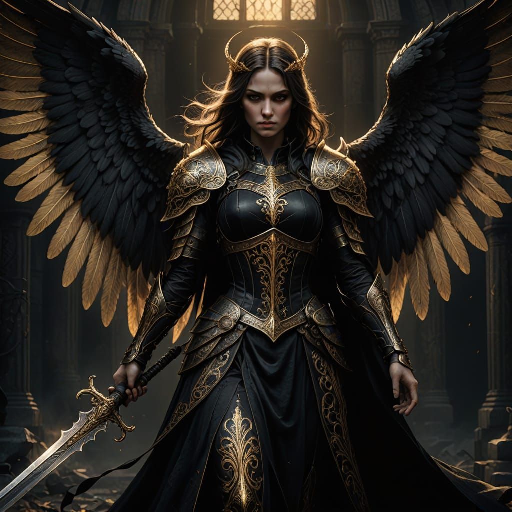 Ethereal Guardian of War in Dark Fantasy