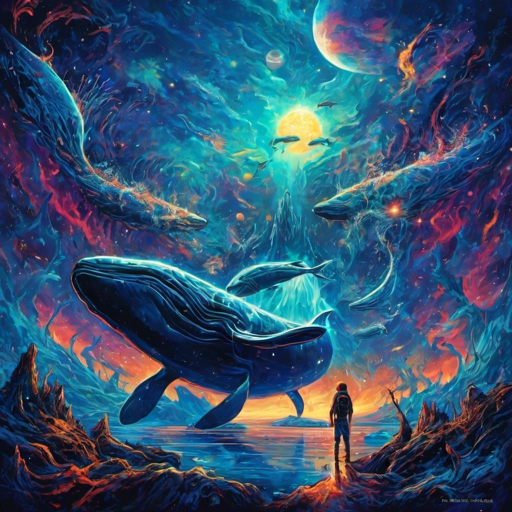 Whales Guide Through Chaotic Flooded World