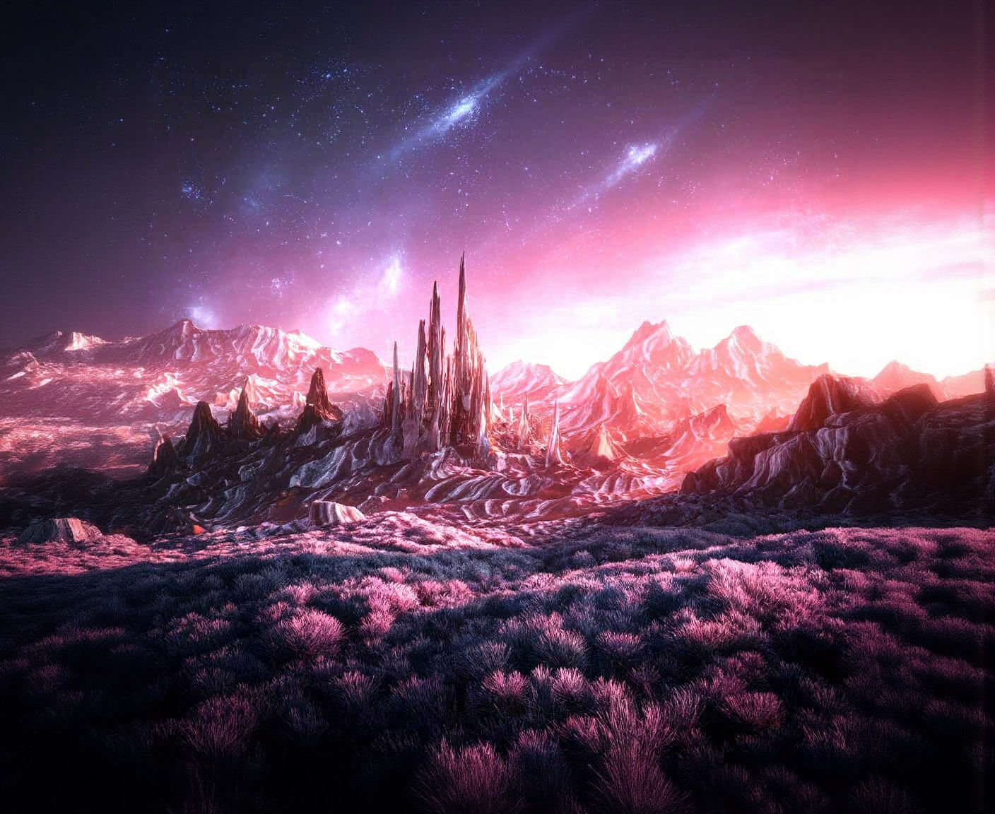 Cosmic Shadows: Detailed Matte Painting in Deep Color