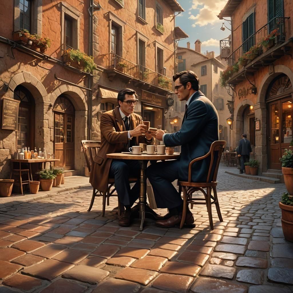 Clark Kent and Bruce Wayne Coffee Break