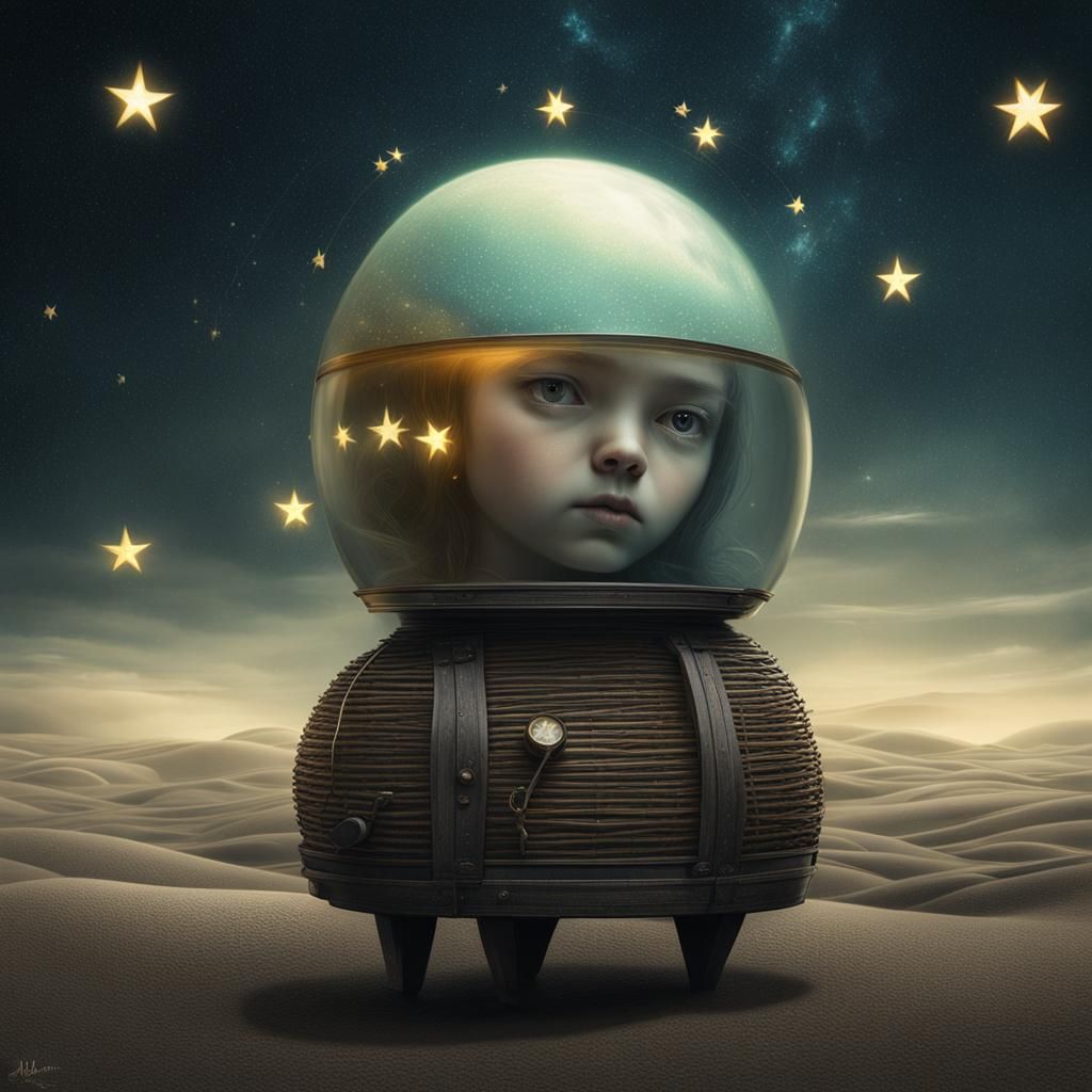 Surreal Girl Portrait with Mythical Creature in Digital Art