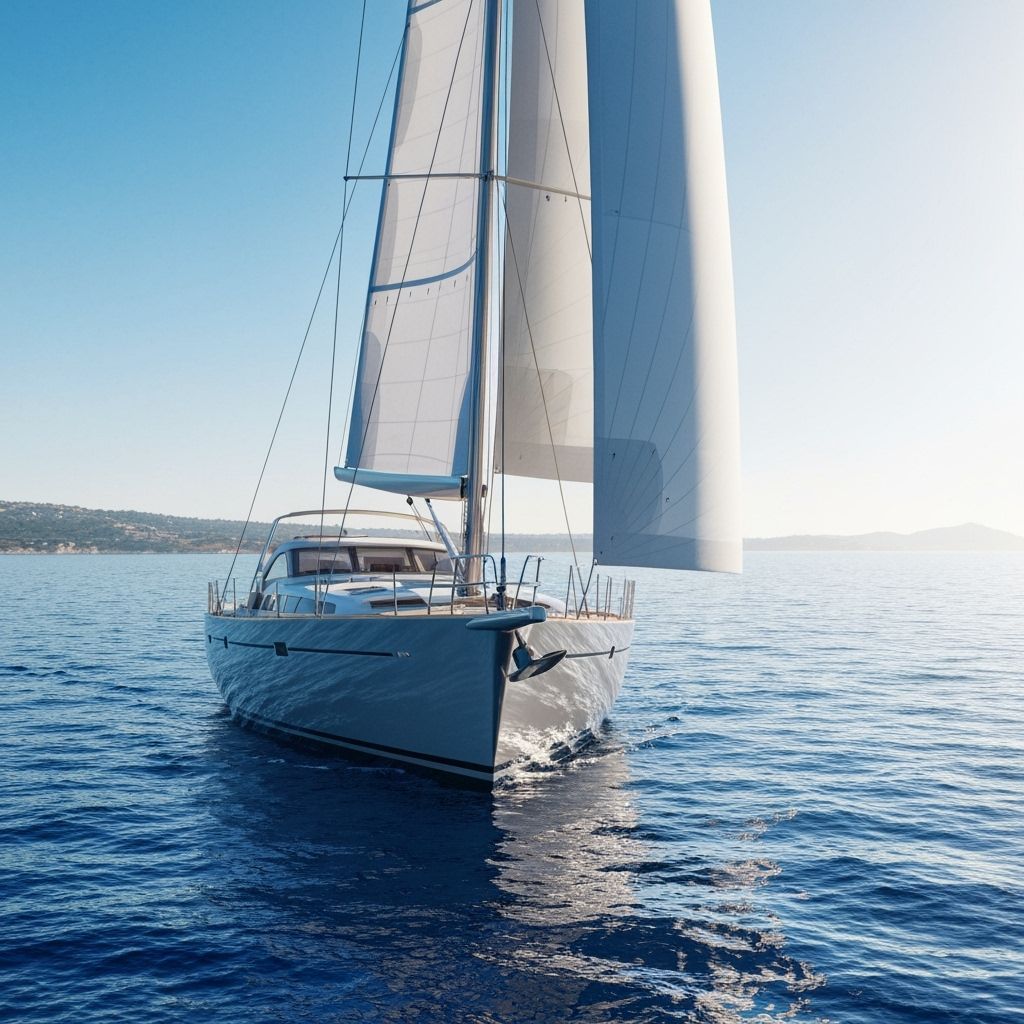 Hyperrealistic Yacht Sailing on Azure Sea