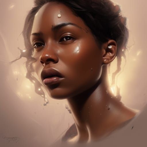 Sad Portrait with Brown Eyes in Hyperdetailed Style